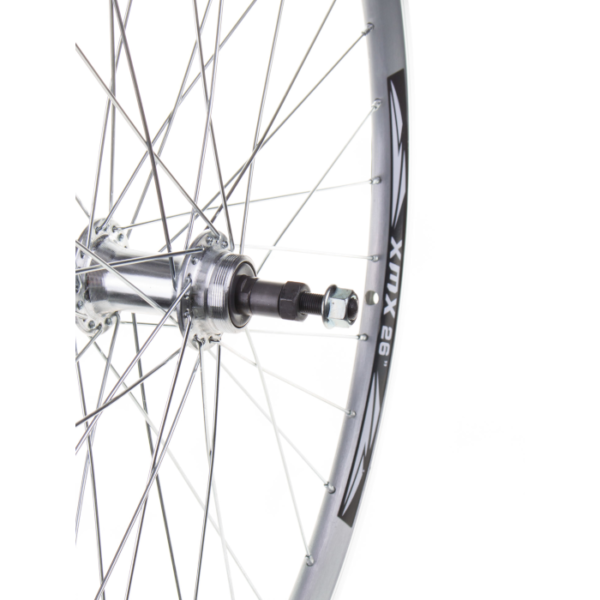 Koło tylne 26"obr. stożek srebrna/piasta alu /nakrętki/ rjx. - obrazek 3
