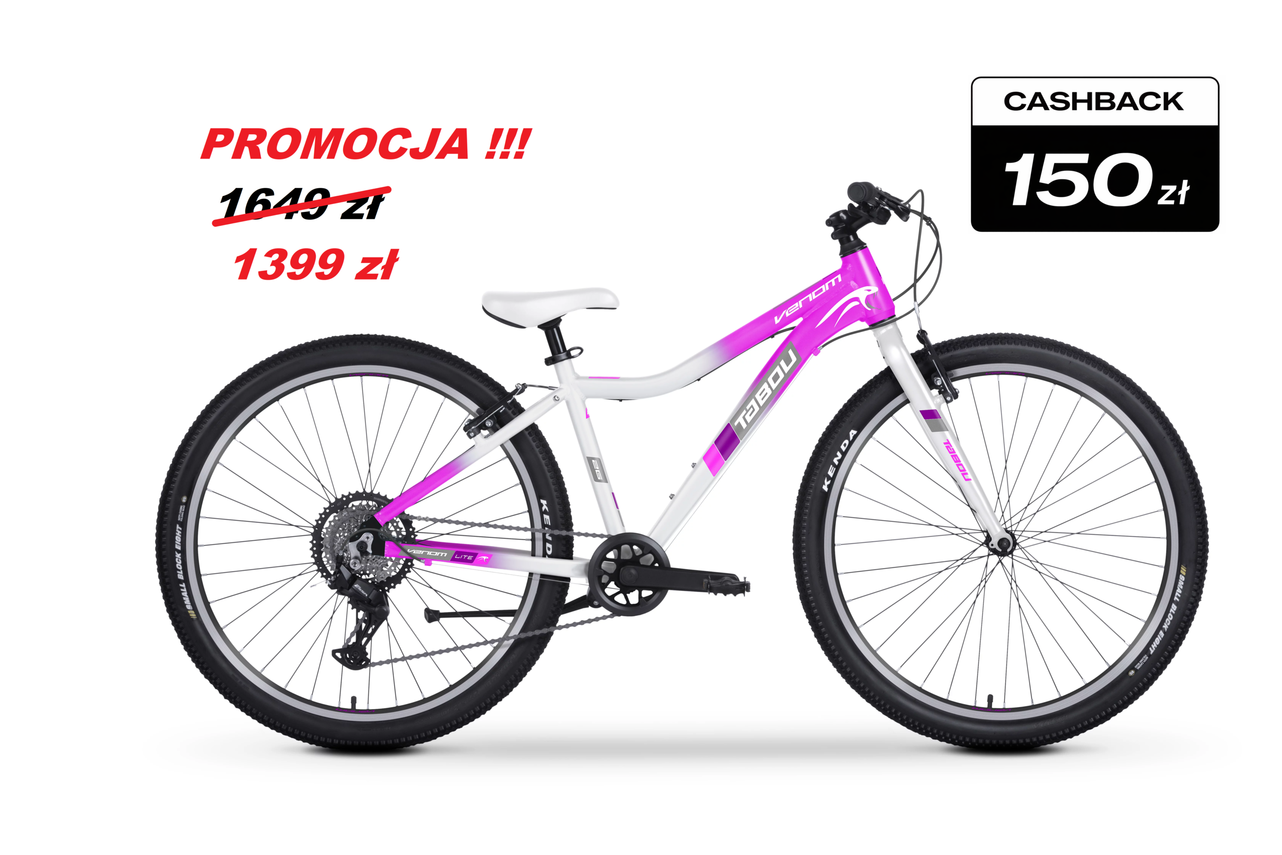 Rower młodzieżowy TABOU VENOM LITE W Różowo Biały